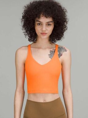 lululemon athletica Orange V-Neck Cropped Tank Top